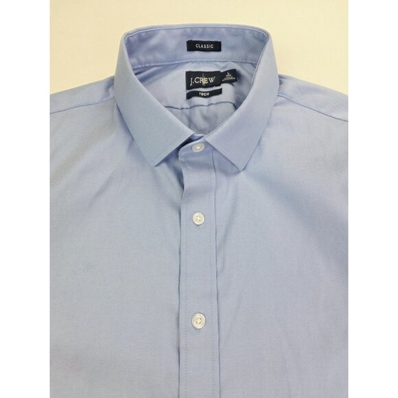 J. Crew Tech Classic Size Large Tall Mens Blue Spread Collar Long Sleeve Shirt - Picture 5 of 8